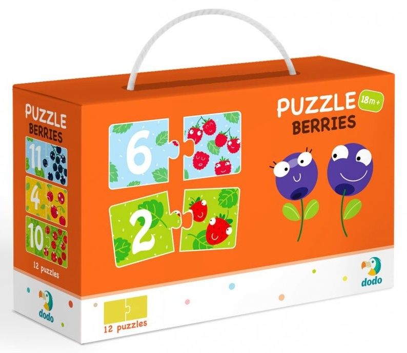 DoDo puzzle - 12 x 2 dílky - Číslice a ovoce dodotoys