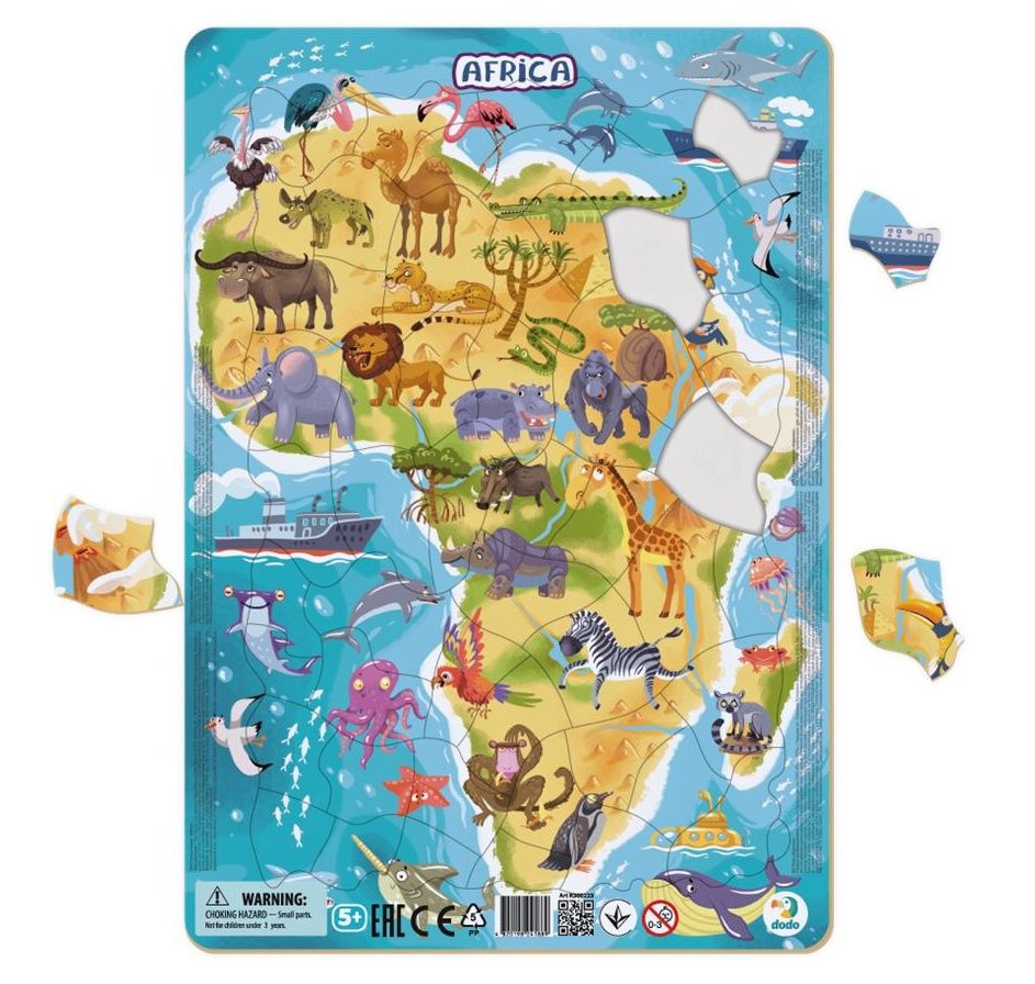 DoDo puzzle - rámkové 53 dílků - Afrika se zvířátky LLC Toyz