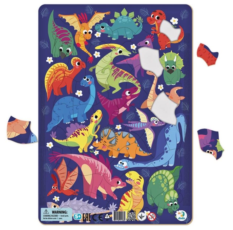 DoDo puzzle - rámkové 53 dílků - Dinosauři LLC Toyz