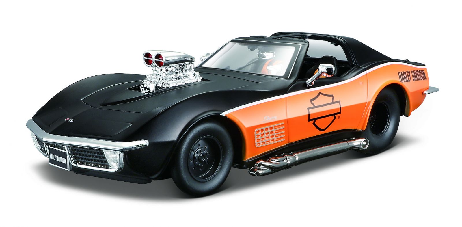 Maisto 1:24 HD - Corvette 1970 - černo - oranžová barva