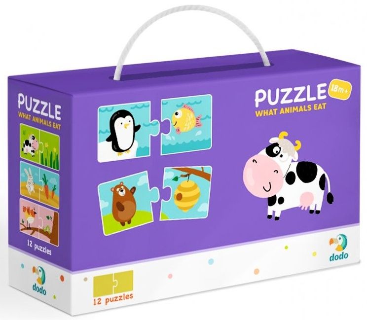 DoDo puzzle - 12 x 2 dílky - Co jedí zvířata LLC Toyz