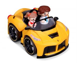 Bburago - autíčko Ferrari Arpetta se 2 figurkami, zvukem a světelnými efekty 15 cm - žluté