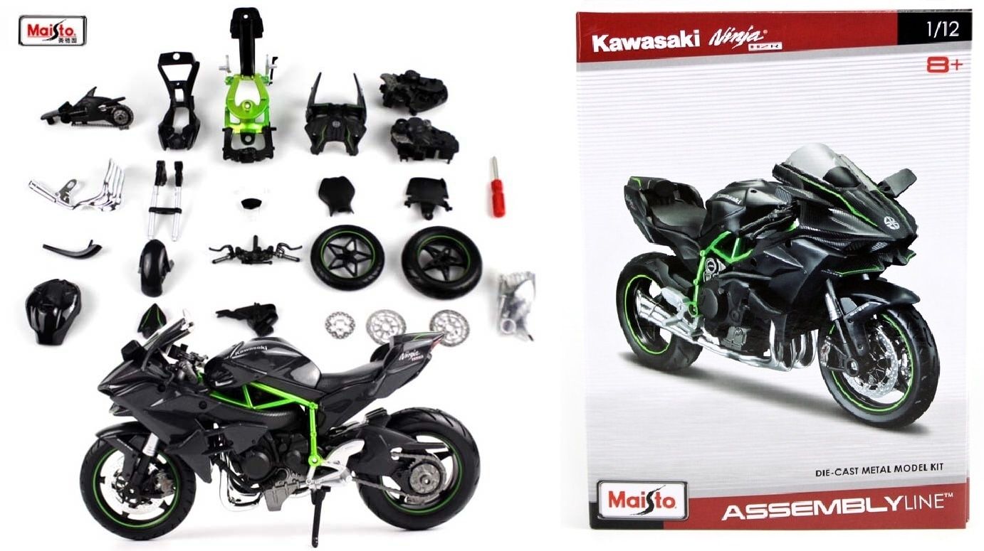 Maisto motorka 1:12 Kit - Kawasaki Ninja H2R - černo zelená