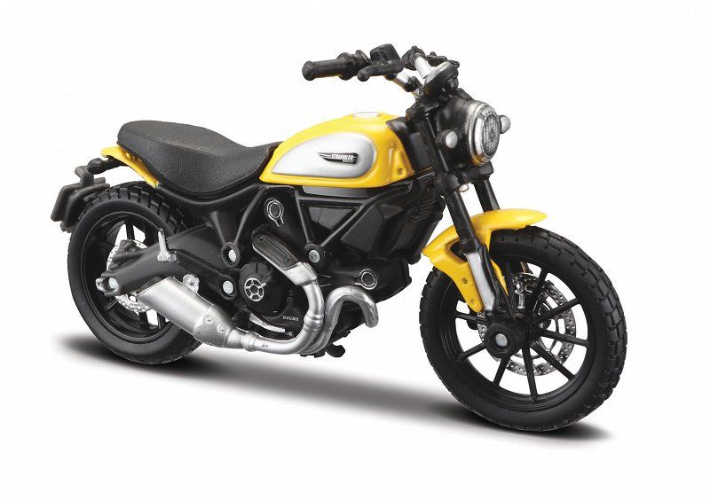 Maisto motorka na stojánku se zn. DUCATI - Ducati Scrambler ICON 1:18 - žlutá