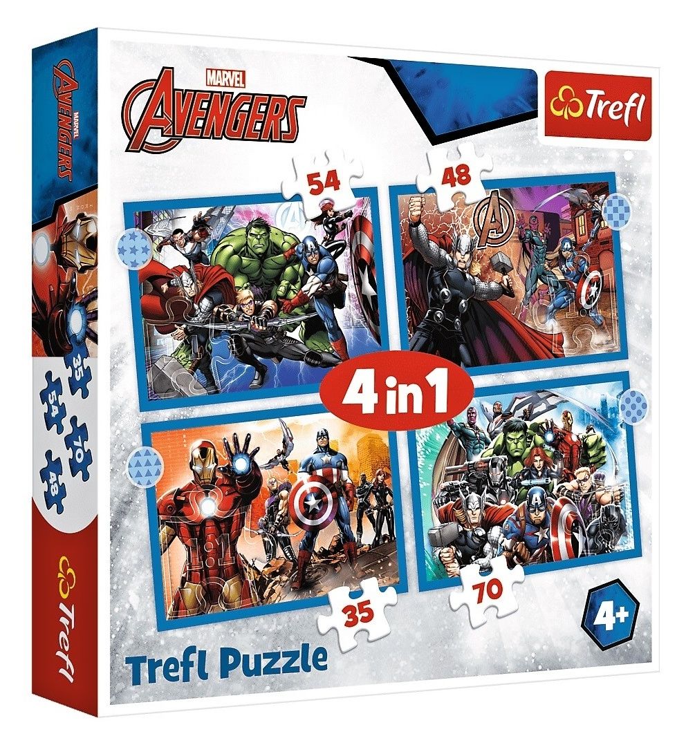 Trefl Puzzle 34386 - Avengers 4v1 35 48 54 70 dílků