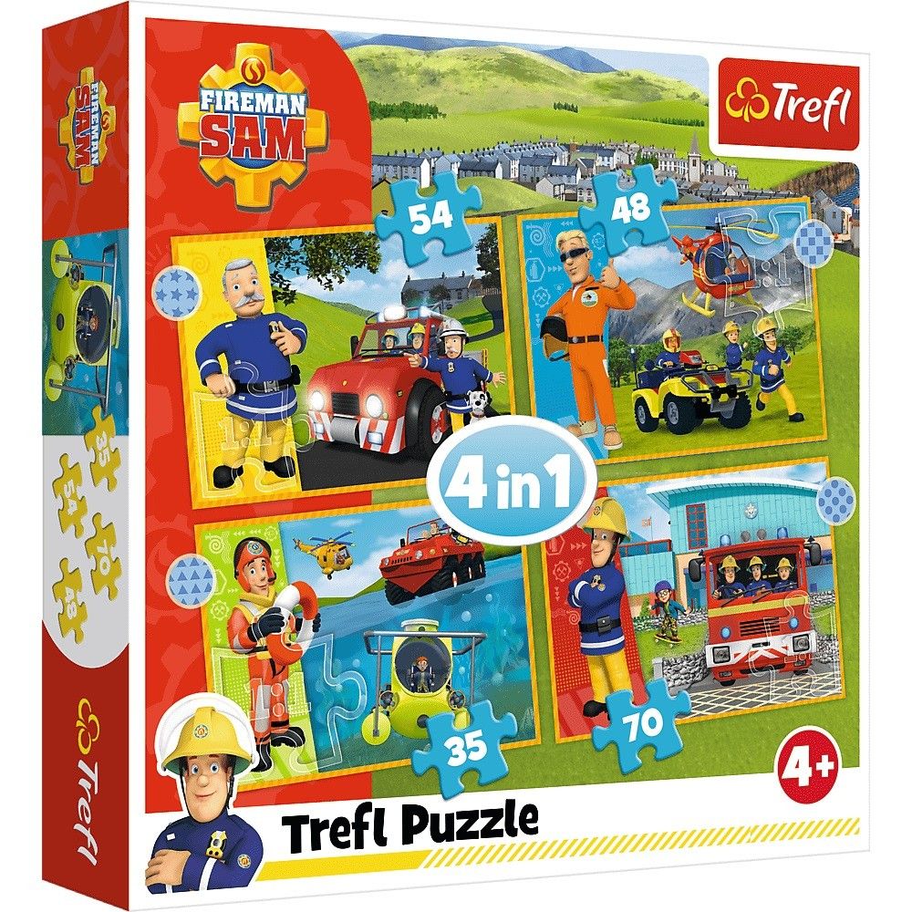 Trefl Puzzle 34387 - Požárník Sam 4v1 35 48 54 70 dílků