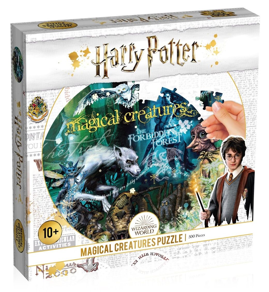 Winning Moves - puzzle 500 dílků kulaté - Harry Potter - Magická stvoření