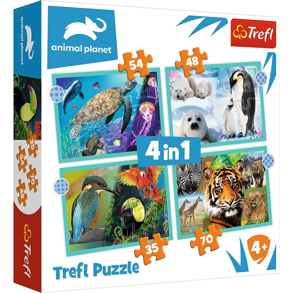 Trefl Puzzle 34382 - Amimals - svět zvířat 4v1 35 48 54 70 dílků