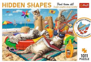 Trefl Puzzle Hidden Shapes 1011 dílků - Kočičí dovolená 10674