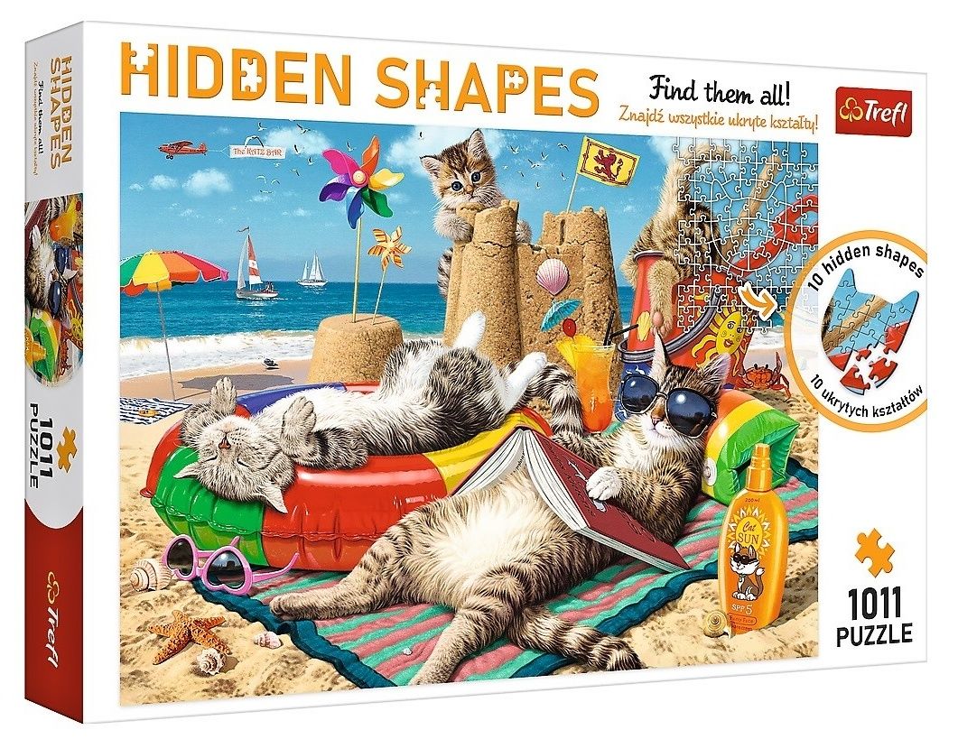Trefl Puzzle Hidden Shapes 1011 dílků - Kočičí dovolená 10674