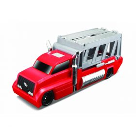 Maisto - přepravník aut + kovové autíčko vystřelovací klíčkem - red/red
