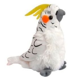 Plyšový papoušek - bílý ( korela )  - 17 cm plyšák 13574