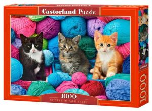Puzzle Castorland  1000 dílků - kočky v klubíčkách vlny 104796