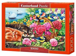 Puzzle Castorland  1000 dílků - kočky v květinách  104765