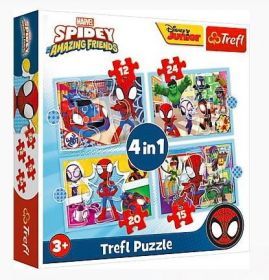 puzzle Trefl  4v1 12, 15, 20 a 24  dílků -  Spiderman - Speday  34611  