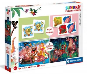 Super Kit  puzzle Clementoni 2x30 dílků + Domino + Memos ( pexeso ) -  Ahoj piráti  20266