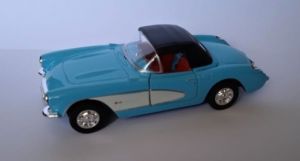 auto Welly -  Chevrolet Corvette  1957  soft top  - tyrkysově modrá barva