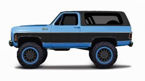 Maisto 1:64 15494 Design - Chevrolet K5 Blazer  1979 - modrá barva 