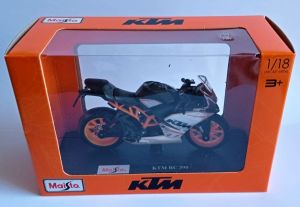 Maisto motorka na stojánku se zn.KTM - KTM RC 390 1:18 černo bílo oranžová
