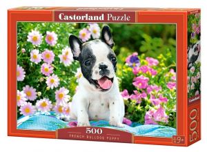 Puzzle Castorland 500 dílků - Francouzský buldoček v  květinách  53650