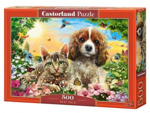 Puzzle Castorland 500 dílků - Kočka a pes - nejlepší přátelé  53728  
