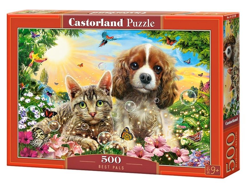 Puzzle Castorland 500 dílků - Kočka a pes - nejlepší přátelé 53728