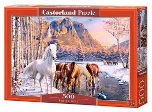 Puzzle Castorland 500 dílků - Koně v zasněžené krajině 53704