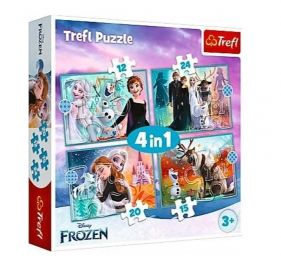 puzzle Trefl  4v1 12, 15, 20 a 24  dílků -  Frozen 34381