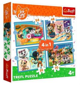 Trefl Puzzle  4v1   35 48 54 70 dílků  - 44 koček  34390