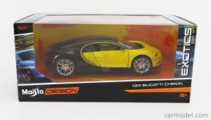 auto Maisto 1:24 Design - Bugatti Chiron - žluto-černá barva