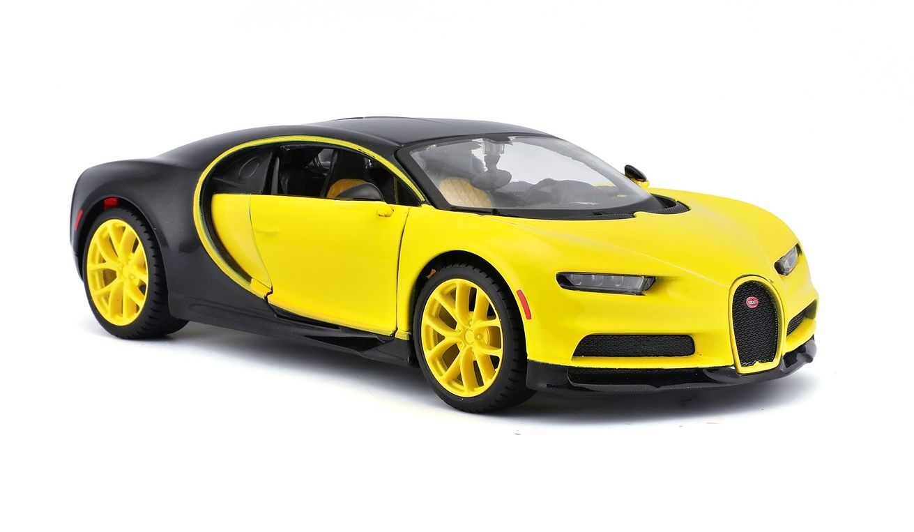auto Maisto 1:24 Design - Bugatti Chiron - žluto-černá barva