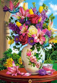 Castorland Puzzle 1500 dílků Váza s květinami a kolibříky 152032