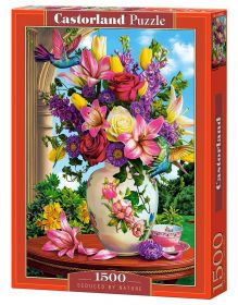 Castorland  Puzzle 1500 dílků  Váza s květinami a kolibříky 152032