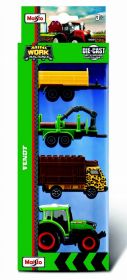 Maisto traktor 3" - kovový traktor  Fendt - zelený + 2  vlečky a nákladní auto 
