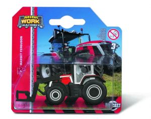 Maisto traktor 3" - kovový traktor s čelním nakládačem - Massey - červený