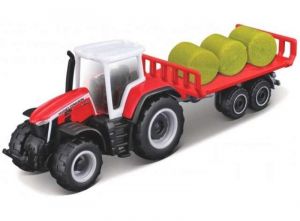 Maisto traktor 3" - kovový traktor s vlečkou - Massey Ferguson  - červený