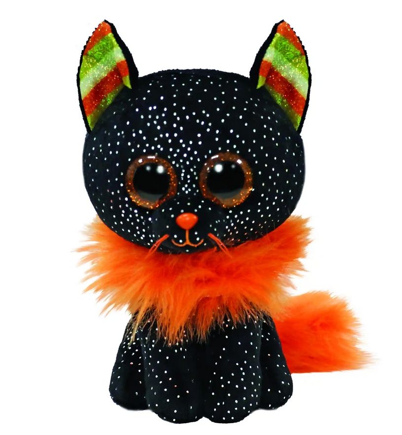 TY Beanie Boos - Morticia - černo oranžová kočka 36494 - 15 cm plyšák