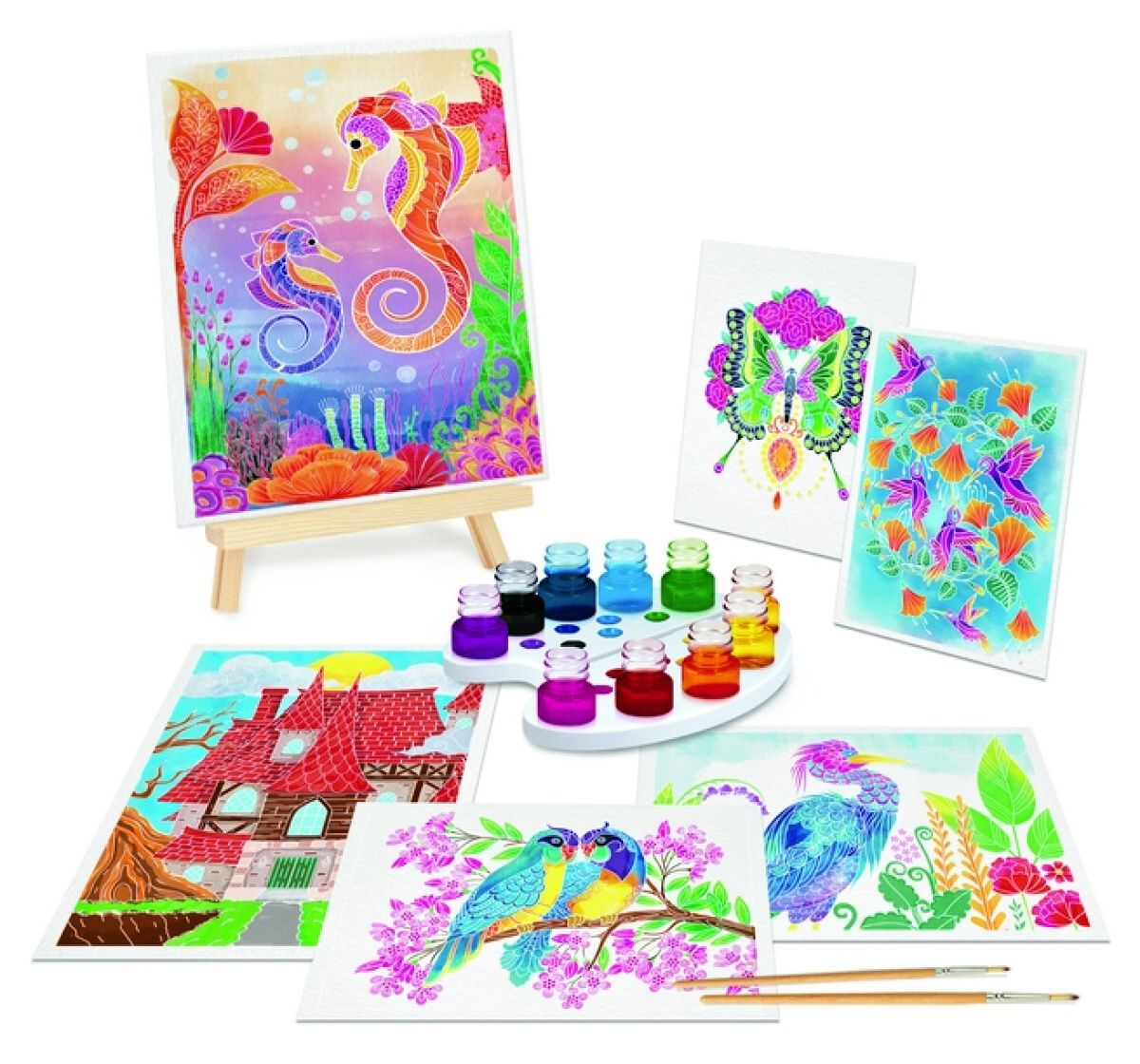 AS - set pro malování se stojanem a 10 akvarelovými barvičkami ve skleničkách AS Company