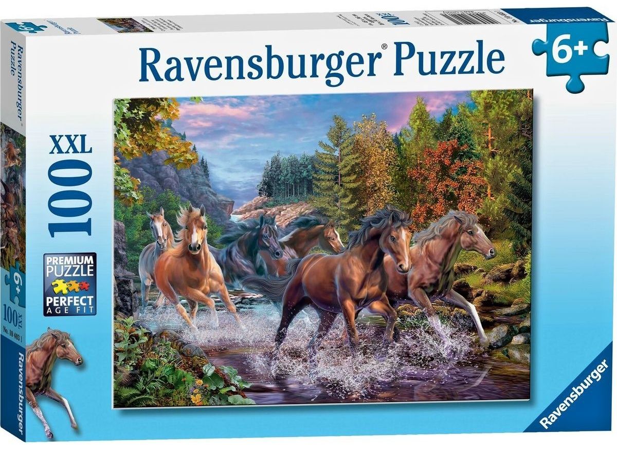 puzzle Ravensburger 100 dílků XXL - Běžící koně 104031