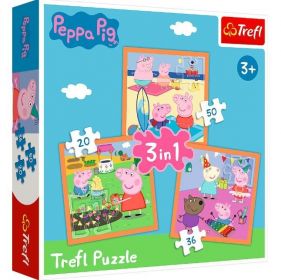 Puzzle   Trefl  3v1 - 20, 36 a 50 dílků  - Prasátko Peppa - 38852