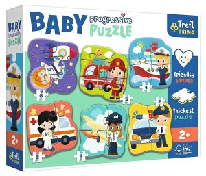 Puzzle Trefl  Baby 6x Progresive  2, 2, 3, 4, 5 a 6 dílků  - Profese a vozidla  44001