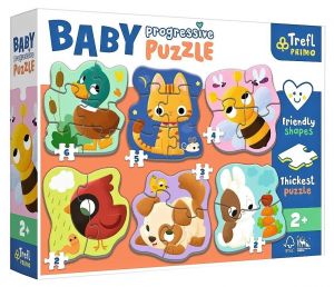 Puzzle Trefl  Baby 6x Progresive  2, 2, 3, 4, 5 a 6 dílků  - Zvířata 44003
