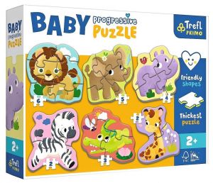 Puzzle Trefl  Baby 6x Progresive  2, 2, 3, 4, 5 a 6 dílků  - Safari  44002