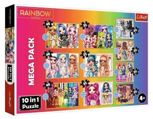 Trefl puzzle 10v1 - Rainbow High - kolekce   módních panenek  90600   