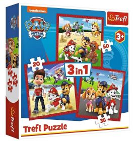 Trefl Puzzle 3v1-  20 36 50 dílků - Tlapková patrola - Paw Patrol  34867