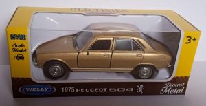 Welly - auto Old Timer - Peugeot 504 ( 1975 ) - zlatá metalíza