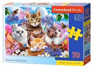Castorland  puzzle 70 dílků premium  - Kočky v  květech 070107