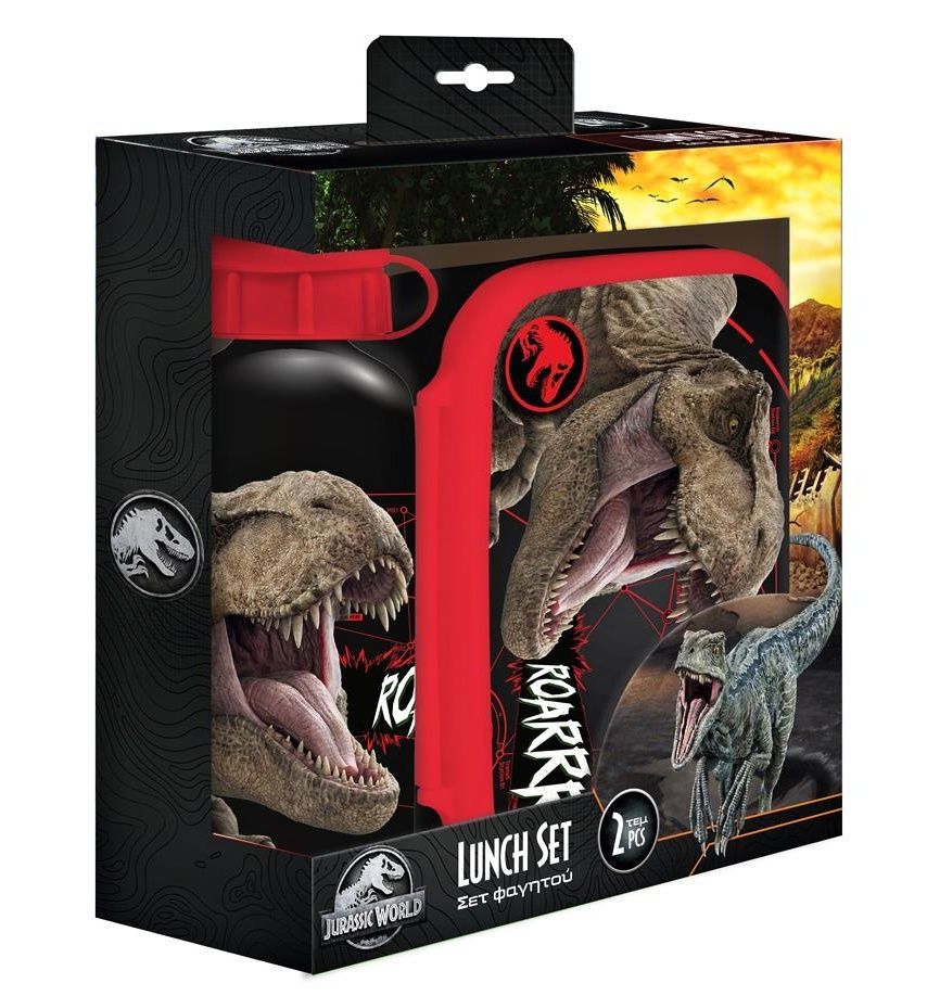 Diakakis - Lunch box : láhev na pití + krabička na svačinu - Jurassic World - B