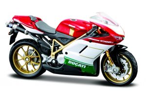 Maisto  motorka na stojánku se zn. DUCATI - Ducati  1098S 1:18 červeno bílá