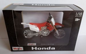 Maisto motorka na stojánku se zn. HONDA - Honda CRF 450R 1:18 červená